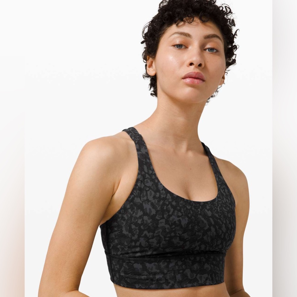 Lululemon Energy longline bra, wild camo deep coal multi size 8 NWOT